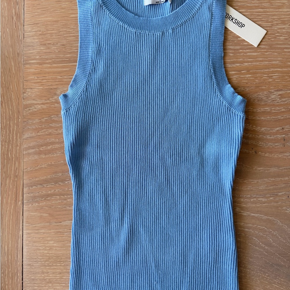 Workshop Republic Clothing Ribbed Tank Top - Sky Blue